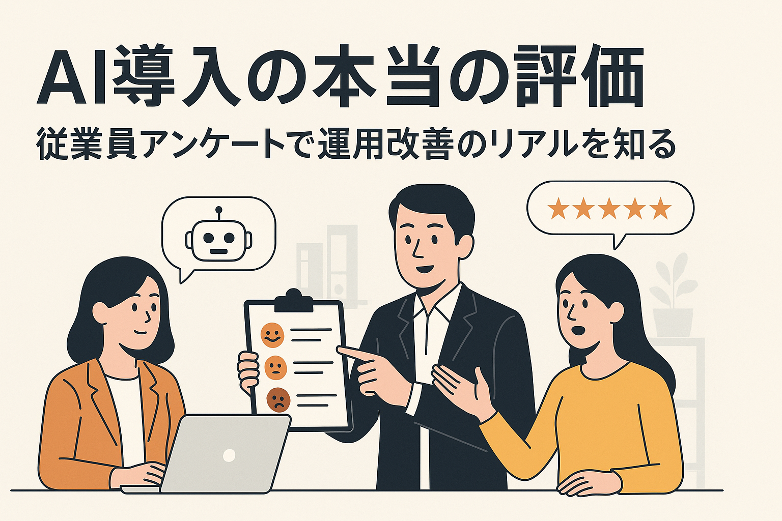 AI導入後のアンケート結果と改善フローの図